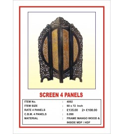 Screen 4 Panel  Round Ornate Leaf